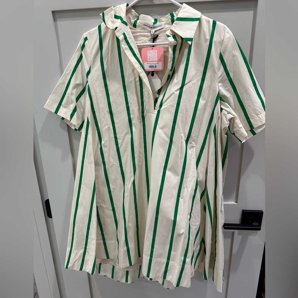 English Factory Cream and Green Striped women’s Dress